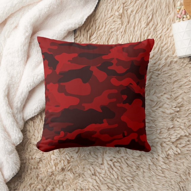 Donkerrode Camouflage Kussen (Deken)