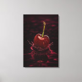 Donkerrode Cherry Splash in Water Art Canvas Print (Voorkant)