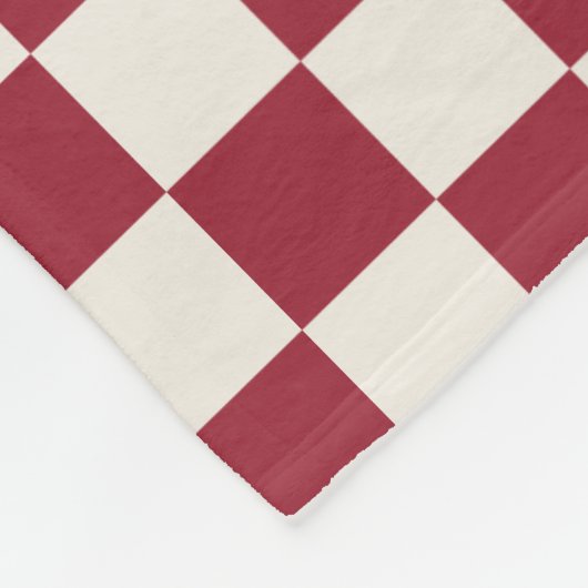 Donkerrode crème geruit patroon fleece deken (Hoek)