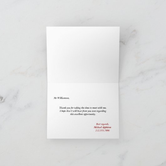 Donkerrode "dank u voor het gespreks" Kaart (Binnen)