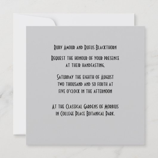 Donkerrode deco Handfasting Invitation Kaart (Achterkant)