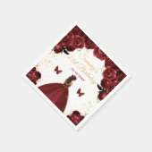 Donkerrode Donkere Huid Prinses Verjaardagsfeest Servet (Hoek)