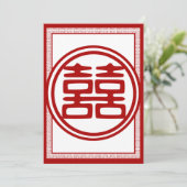 Donkerrode dubbele gelukzaligheid - Fancy Kaart (Staand voorkant)