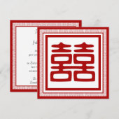 Donkerrode dubbele gelukzaligheid - Fancy Kaart (Voorkant / Achterkant)