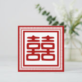 Donkerrode dubbele gelukzaligheid - Fancy Kaart (Staand voorkant)