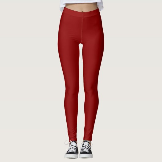 Donkerrode effen kleur Leggings (Voorkant)