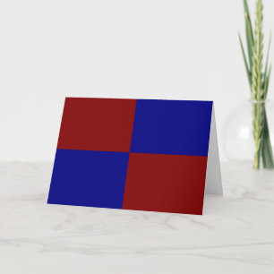 Donkerrode en blauwe rechthoeken bedankkaart