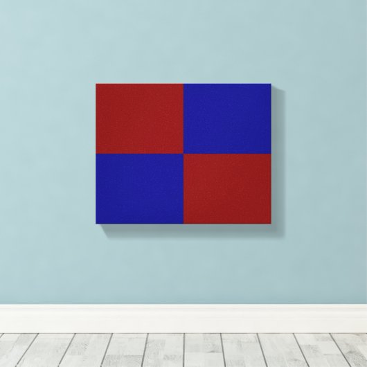 Donkerrode en blauwe rechthoeken canvas afdruk (Insitu (Houten vloer))