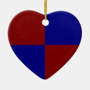 Donkerrode en blauwe rechthoeken keramisch ornament