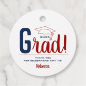 Donkerrode en blauwe verloopdop bedankjes labels (Voorkant)