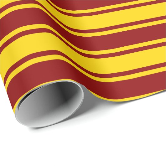 Donkerrode en gele strepen/lijnen patroon cadeaupapier (Rol Hoek)