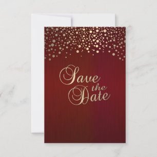 Donkerrode en gouden Confetti Stippen - Sla de dat Save The Date