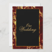 Donkerrode en gouden marmer en zwarte uitnodiging (Achterkant)