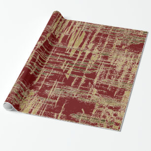 Donkerrode en gouden moderne kunst cadeaupapier