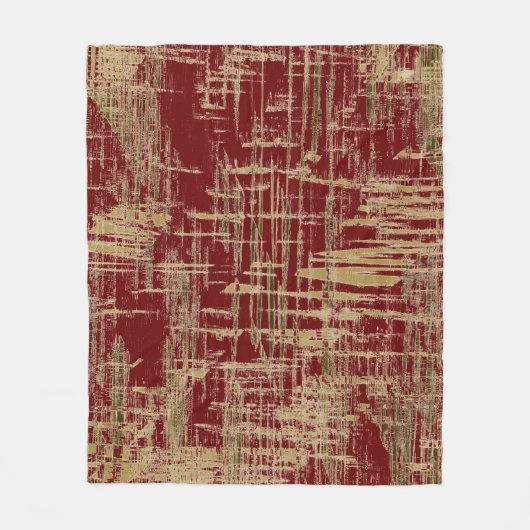 Donkerrode en gouden moderne kunst fleece deken (Voorkant)