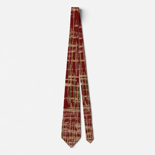 Donkerrode en gouden moderne kunst stropdas (Voorkant)