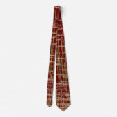 Donkerrode en gouden moderne kunst stropdas (Achterkant)