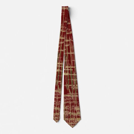 Donkerrode en gouden moderne kunst stropdas (Achterkant)