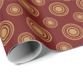 Donkerrode en gouden Stippen en cirkels Cadeaupapier (Rol Hoek)