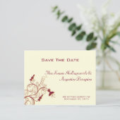 Donkerrode en gouden wervelingen redden de datum aankondigingskaart (Staand voorkant)