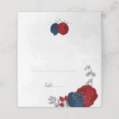 donkerrode en marinesblauwe bloemen botanische bru plaatskaartje (Buitenkant ongevouwen)