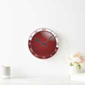 Donkerrode en witte Romeinse cijfers Ronde Klok (Huis)