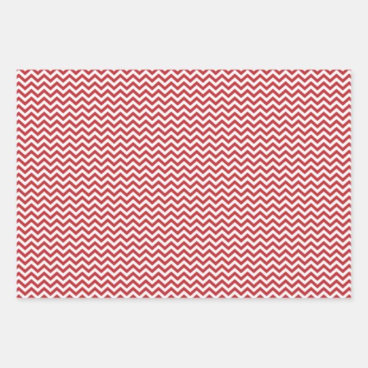 Donkerrode en witte strepen Chevron Polka Dots Inpakpapier Vel (Voorkant 3)