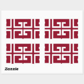 Donkerrode en witte Tegel Rechthoekige Sticker (Vel)