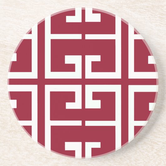 Donkerrode en witte tegel zandsteen onderzetter (Voorkant)