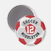 Donkerrode en witte voetbalwedstrijd magneet (Voorkant / Achterkant)
