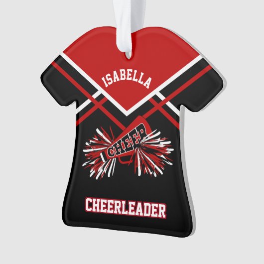 Donkerrode en zwarte Cheerleader Ornament (voorkant)