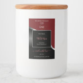 Donkerrode en zwarte golvende zilveren logo-produc voedselcontainer etiket (Voorkant)