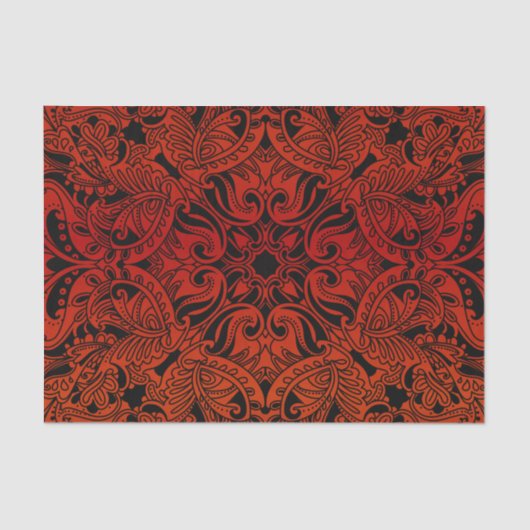  donkerrode en zwarte Paisley Tissuepapier (Voorkant)
