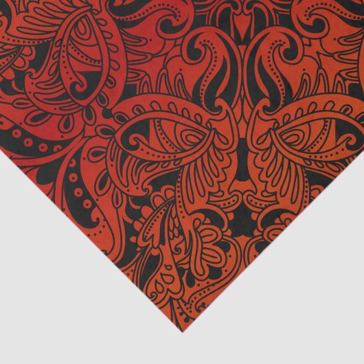  donkerrode en zwarte Paisley Tissuepapier (Detail)
