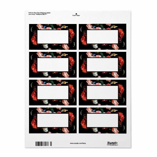 Donkerrode en zwarte platte Adresetiketten Etiket (Full Sheet)