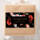 Donkerrode en zwarte platte labels voor retouradre (Insitu)