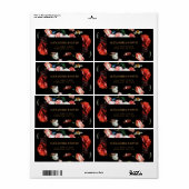 Donkerrode en zwarte platte labels voor retouradre (Full Sheet)