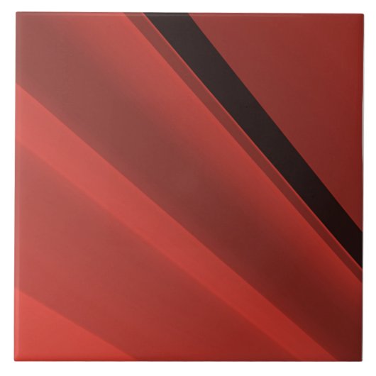 Donkerrode en zwarte strepen, populair patroon,  tegeltje (Voorkant)