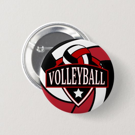 Donkerrode en zwarte volleybal Logo Ronde Button 5,7 Cm (Voorkant /achterkant)