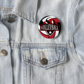 Donkerrode en zwarte volleybal Logo Ronde Button 5,7 Cm (In situ)