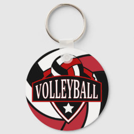 Donkerrode en zwarte volleybal Logo Sleutelhanger