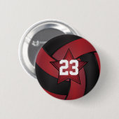 Donkerrode en zwarte volleybalsterspelers ronde button 5,7 cm (Voorkant /achterkant)