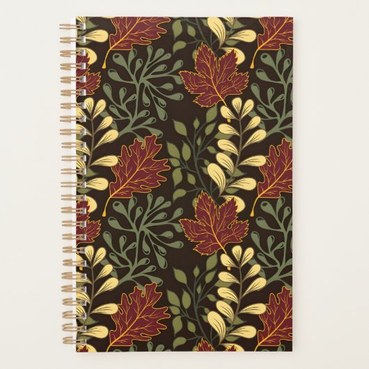 Donkerrode esdoornbladeren bloempatroon planner (Voorkant)