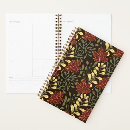 Donkerrode esdoornbladeren bloempatroon planner (Display)