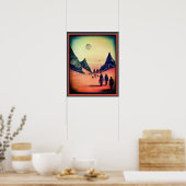 Donkerrode Fantasy Alien woestijn Poster (Keuken)