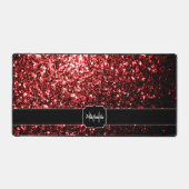 Donkerrode faux glitter fonkelt Monogram Bureaumat (Voorkant)