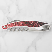 Donkerrode faux glitter fonkelt Monogram Kurkentrekker (Achterkant)