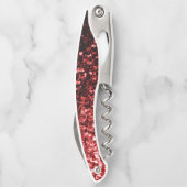 Donkerrode faux glitter fonkelt Monogram Kurkentrekker (Achterkant)