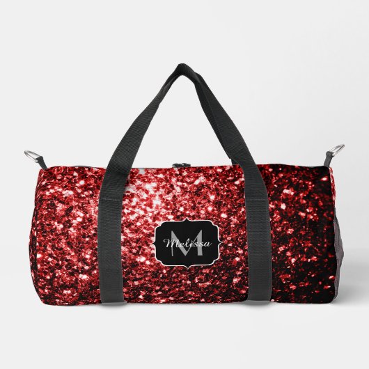 Donkerrode faux glitter fonkelt Monogram Plunjezak (Voorkant)