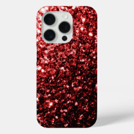 Donkerrode faux glitter sparkles bling iPhone 15 pro case